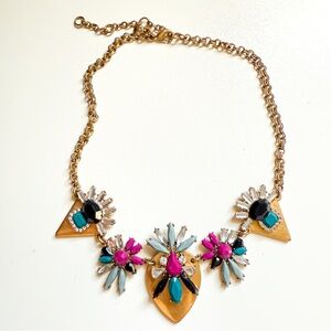 J.Crew Gold and Multicolor Jewel Statement Necklace